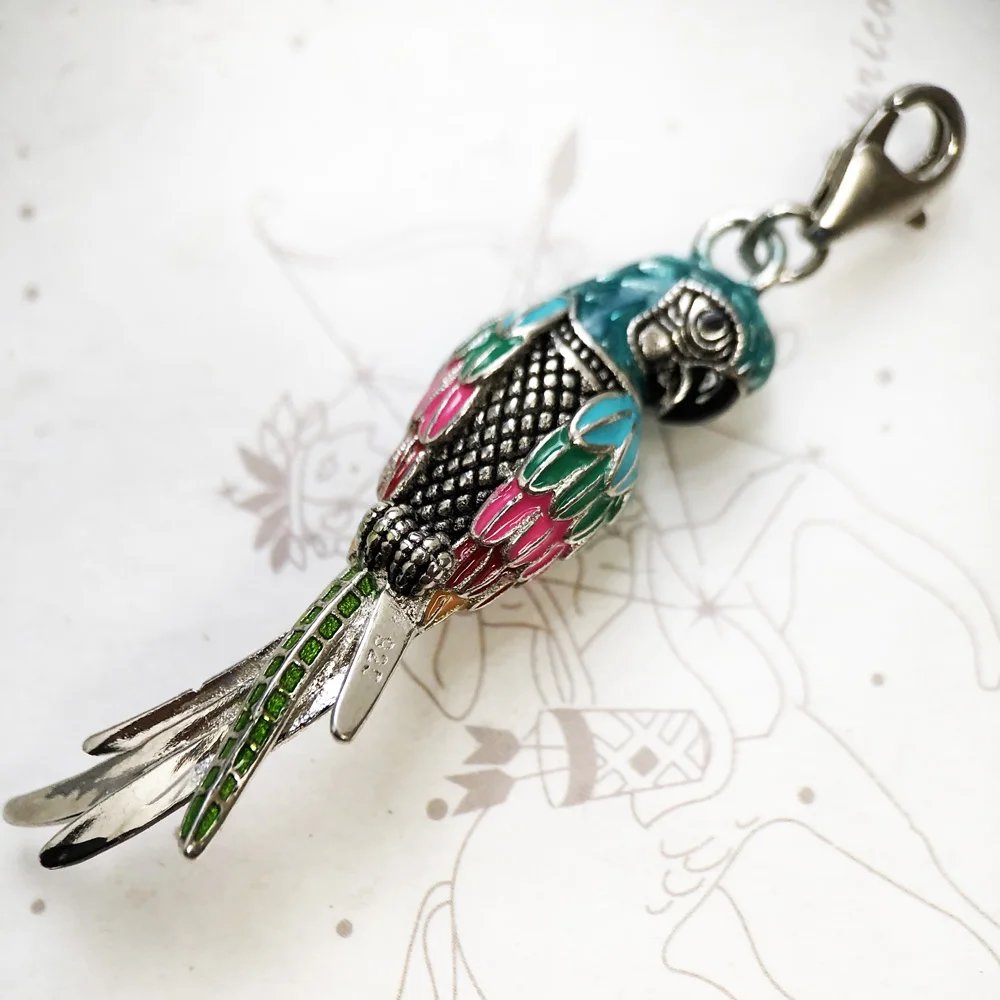 925 Sterling Silver Colorful Parrot Pendant Charm 2019 Summer Fashion Jewelry Gift Fit Bracelet For Women Men Fashion Jewelry - Image 5