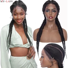 My-Lady 24Inch Braided Wigs Synthetic Lace Front Wig Wholesale Box Braids Lace Wigs African American Twist Wigs For Black Women