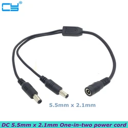 Fuente de alimentación Jack de 0,2 m DC 5,5mm x 2,1mm, Cable conector de uno a dos para luz LED, controlador de ventilador pequeño de Audio