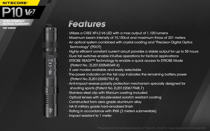 NITECORE P10 V2 LED Tactical Flashlight (25)