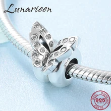 Новинка, 925 пробы, серебро, две шт, красивые бабочки, CZ пробки, бусины, подходят к оригинальному браслету Pandora, для изготовления ювелирных изделий