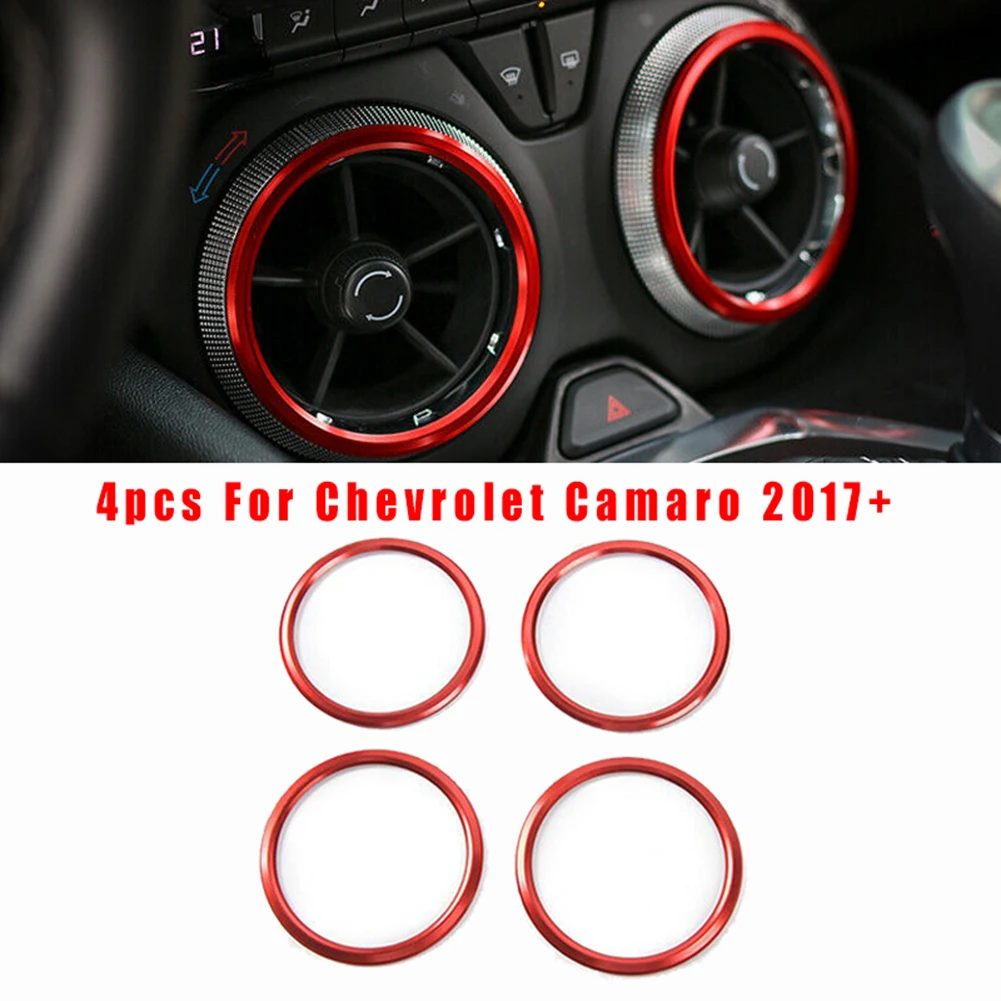 

4pcs Aluminum Alloy Interior Air Vent Outlet Ring Cover Trim Decor For Chevrolet Camaro 2017+ Car Styling Replacement Accessorie