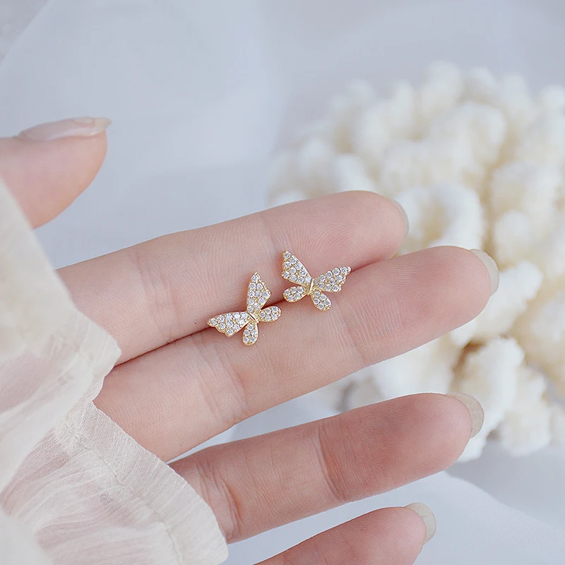 Korean Temperament Pearl Butterfly Ear Bone Clip Earrings 14k Real Gold Bling Delite Zircon Earring Wedding Bridal Jewellery - Image 6