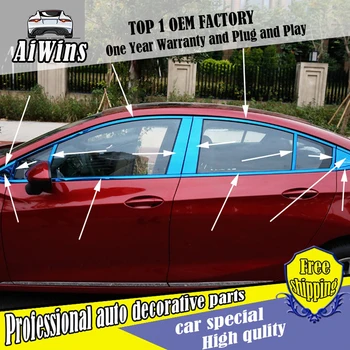

Car styling stainless Steel Window Trim sticker For Chevrolet Cruze 2017 Windows middle column Window frame Trim Sequin