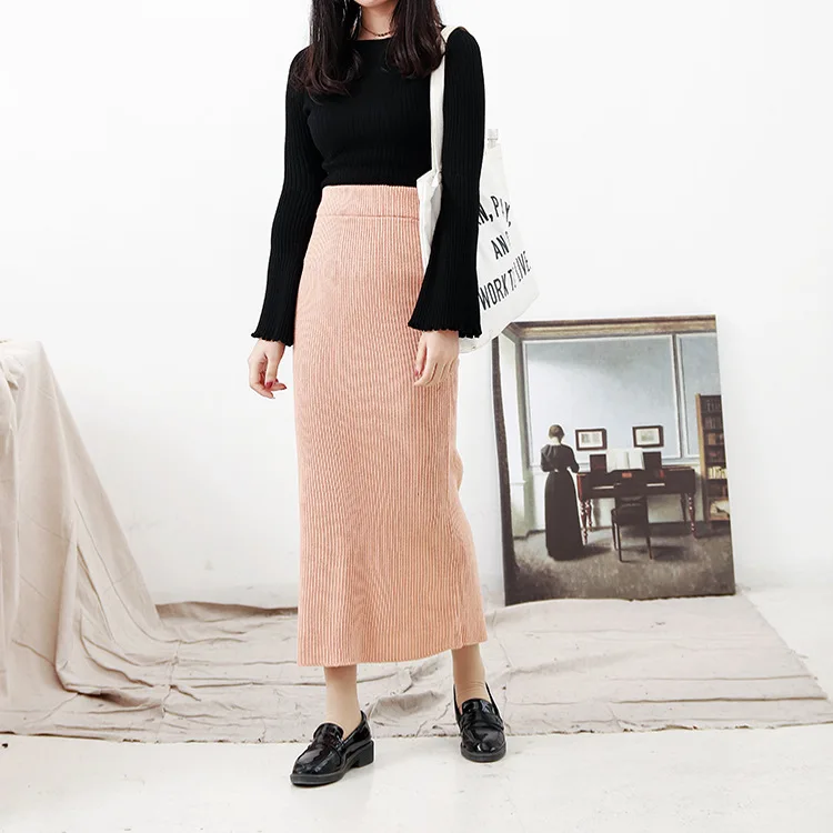 

Special Offer WOMEN'S Dress 2019 Spring Korean-style Solid Color Versatile High-waisted Slim Fit-Style Sheath Knitted Skirt
