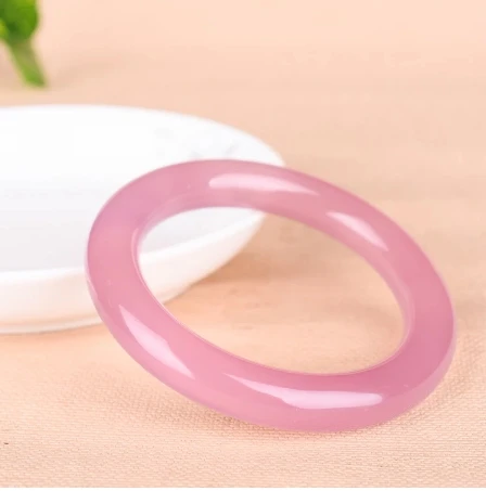 

Natural Handmade Pink Chalcedony Bangles For Women Jade Bracelets Certified Jades Stone Bangle Fashion Jewelry Accessories Woman