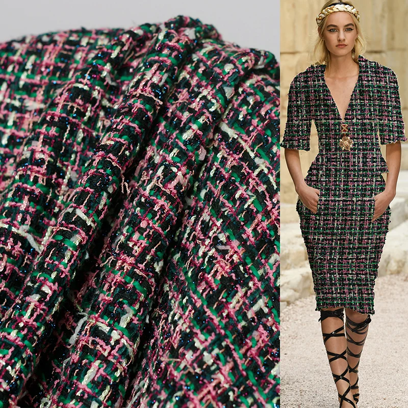 Ткань Франция розовый зеленый Твид ткани осенний пиджак платье костюмы материалы для одежды швейная ткань метр