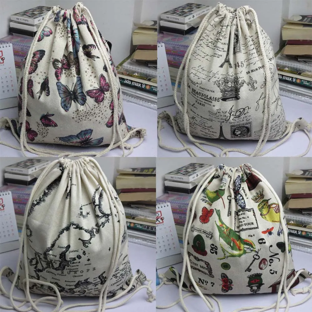Drawstring Bag Cute Unisex Backpacks Retro Printing Bags Schoolbag Backpack Women 3D Printed Drawstrings | Багаж и сумки