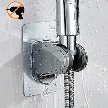 Useful Adjustable Polished Self adhesive Handheld Suction Up Drill free Shower Head Holder Showerhead Rack Punch