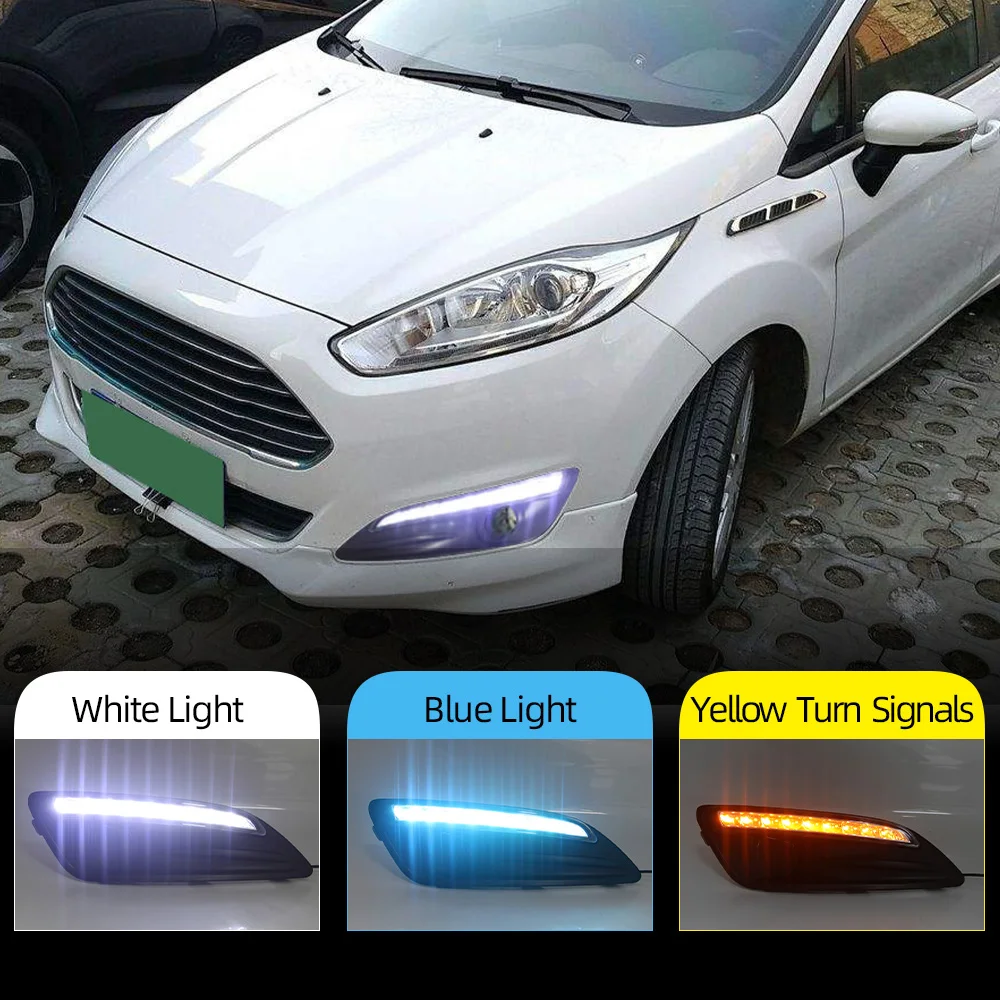 Flashing 1 Set Led Drl Daytime Running Lights For Ford Fiesta 2013 2014 2015 2016 Daylight Fog Light Waterproof - Car Headlight Assembly - AliExpress