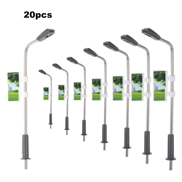 20pcs White Model Street Lights Layout Lamppost Train Garden Playground Scenery Led Lamp Lighting 1:100 Scale 110mm 1