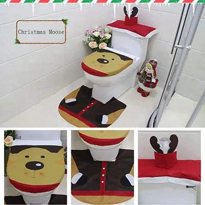 Крышка для унитаза рождественские украшения туалетный колпак с изображением снеговика модное сиденье для унитаза Обложка домашний декор праздничный - Цвет: Christmas moose