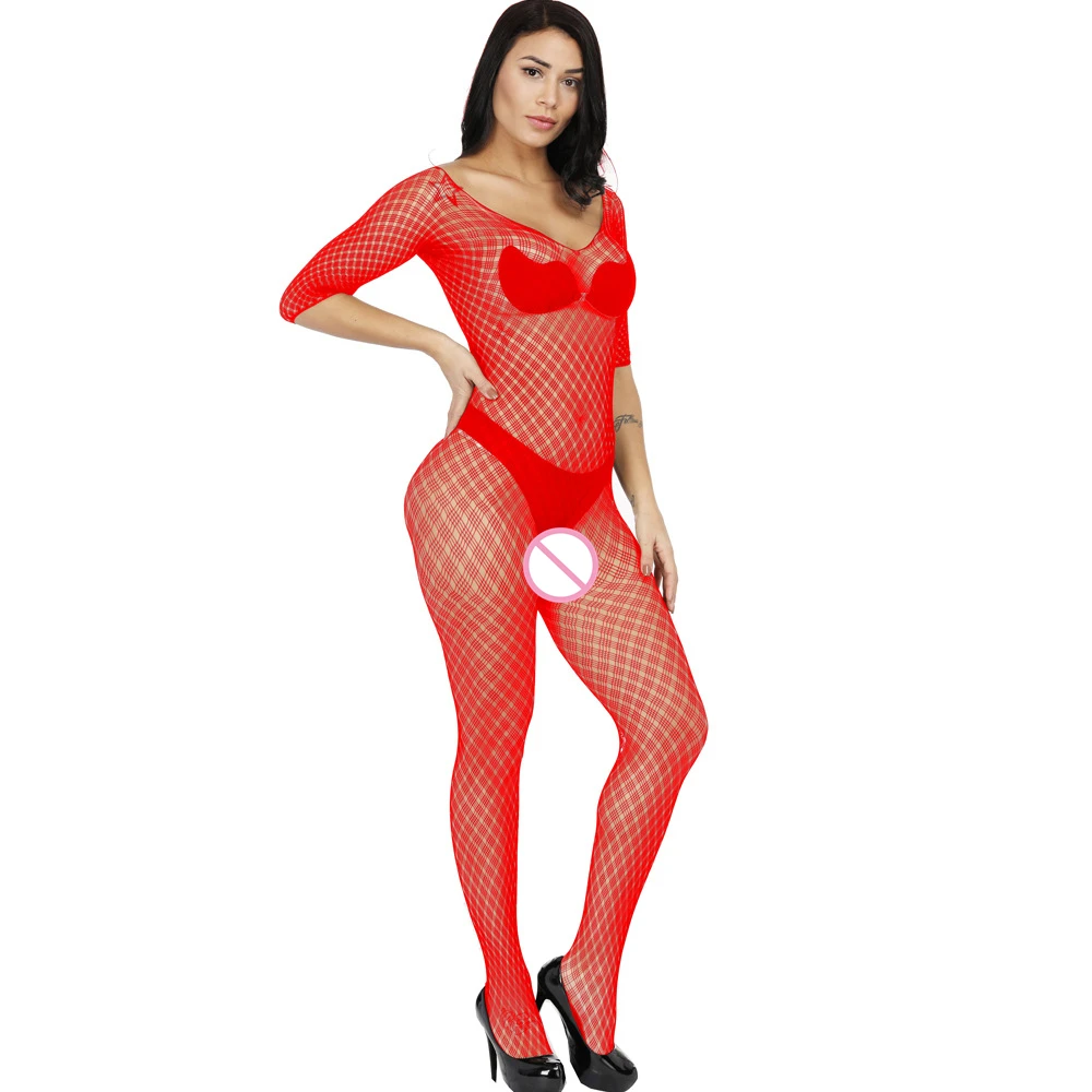 Plus Size Women Sexy Lingerie Open Crotch Body Stockings Fishnet Babydoll Bodysuit Full Mesh Fetish Pantyhose Underwear | Тематическая