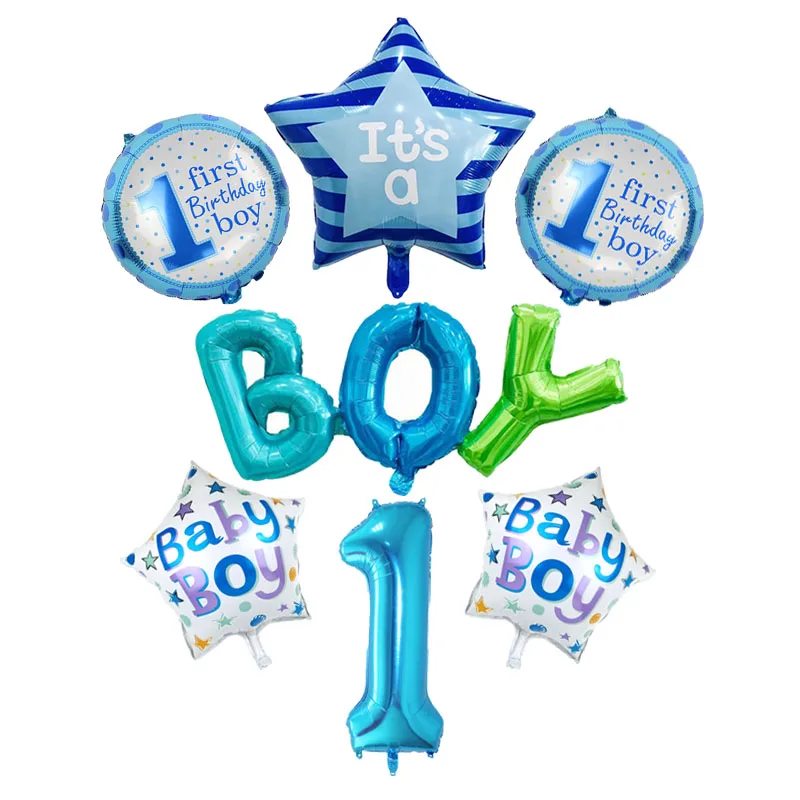 

1st Birthday Foil Balloons It's a Boy It's a Girl One years old Birthday party decorations kids Gender Reveal Globos Baby Shower