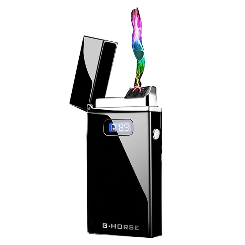 USB Электронная зарядка Зажигалка двойная дуга плазменная Зажигалка светодиодный Мощный ветрозащитный Электрический Импульсный фонарь зажигалки гаджеты для мужчин
