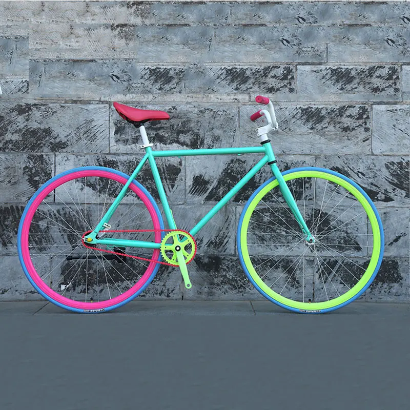 Bicycle 26 Inch Road Bike Fixed Gear Men and Women Style Adult Learning Life Fly Down Brake Bicycle Solid Tire Racing
