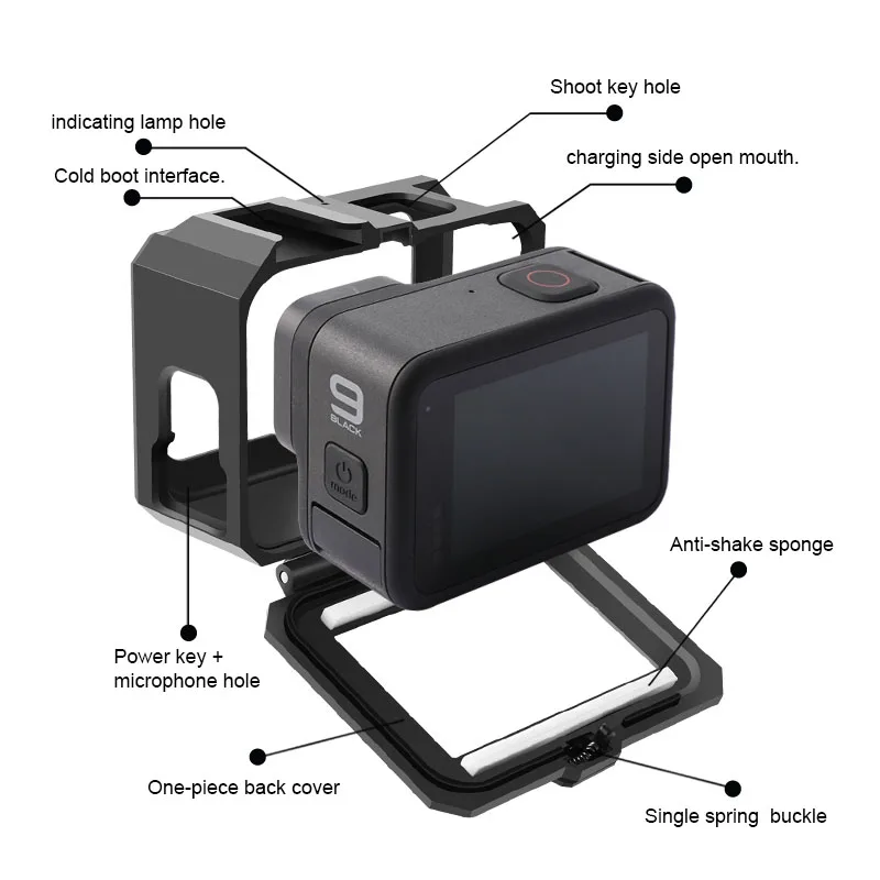 Рамка Корпус чехол клетка защитной оболочки с ком Горячий башмак для GoPro Hero 9