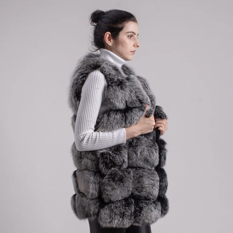 Женский зимний жилет из натурального Лисьего меха 70 см|real fox fur gilet|real foxnatural |