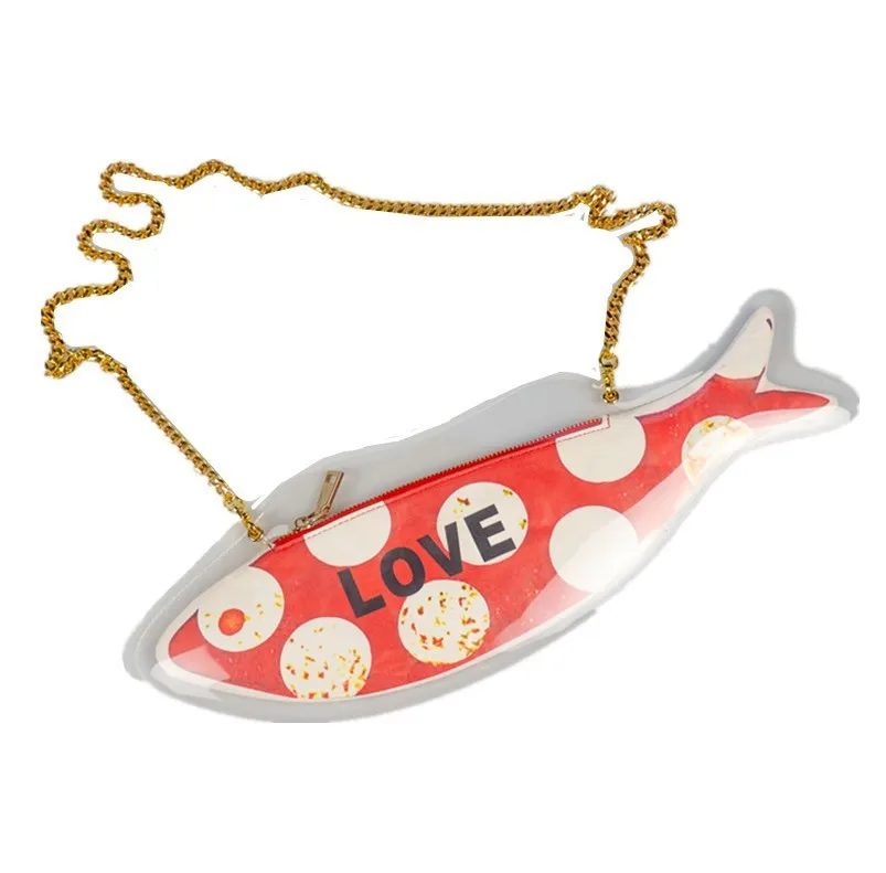 

New Style Cartoon Cute Playful Bag GIRL'S Non-mainstream Chain Transparent Shoulder Simulated Fish Modeling Mobile Phone Bag