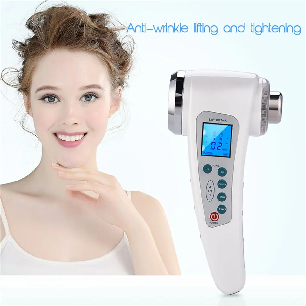 Double-Head Ultrasonic Beauty Instrument Ion Import And Export Cleansing Instrument Home Color Light Rejuvenation