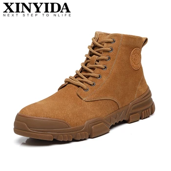 

Autumn Winter High Top Men Work Boots Lace Up Breathable Casual Ankle Boots Fashion Men Martin Boots Desert Boots Size 38-44