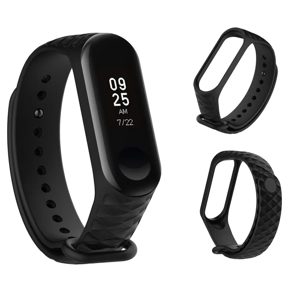 Ремешок M3 M4 для Xiaomi Mi Band 4 3 силиконовый черный браслет на запястье браслеты