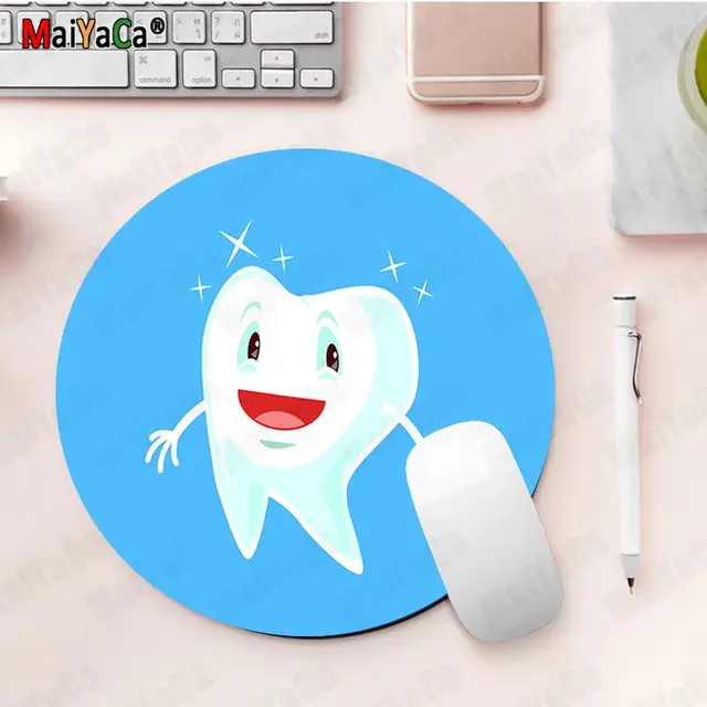 Boy Gift Pad Cute Tooth Natural Rubber Gaming mousepad Desk Mat gaming Mousepad Rug For PC Laptop Notebook 20x20cm