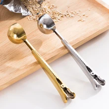 Кофейная ложка в скандинавском стиле с зажимом для сумки многофункциональные уплотнительные серьги-подвески с шипами из нержавеющей стали удобный инструмент