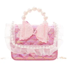 

Mini Cute Bow Flowers PU Leather Bag for Baby Little Girls Handbag Fashion Kids Small School Bag In Kindergarten Toddler Purse