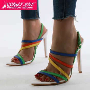 

Super High 12.5CM Thin Heels Women Pumps Ankle Cross Strap Sandals Shoes Woman Ladies Pointed Toe High Heels Dress Party Shoes