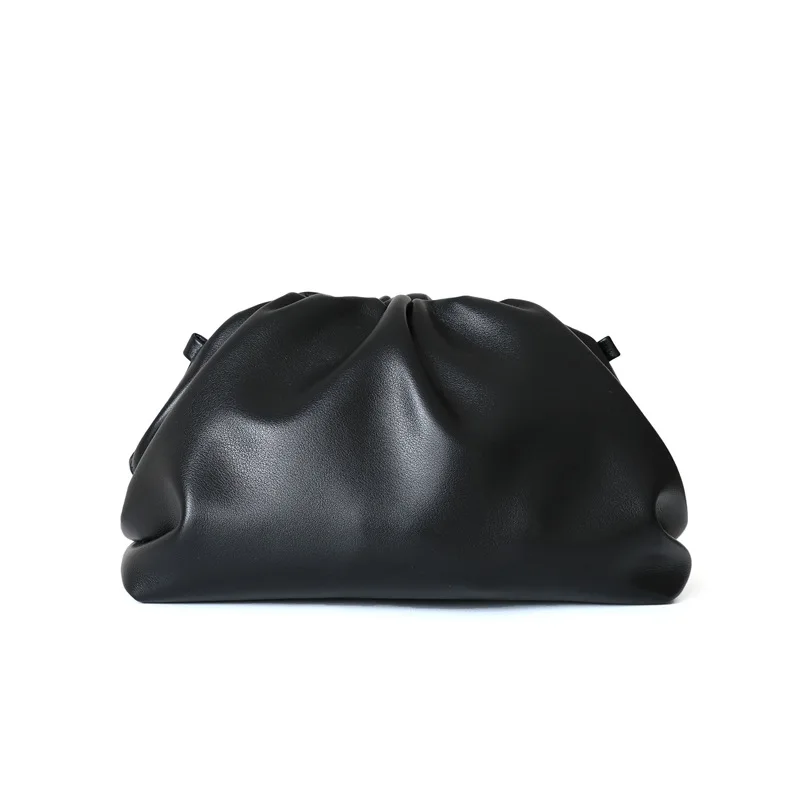 Новая плетеная кожаная сумка с облаками, женская сумка из воловьей кожи на одно плечо, косая сумка на плечо - Цвет: Black