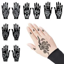 1 Pair Temporary Hand Body Tattoo Art Sticker Professional Waterproof Henna Stencil Template Flower Tattoo Stencil Dark wind