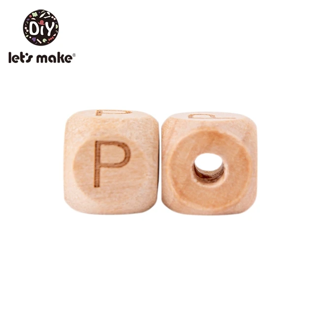 Let'S Make Wooden Beads For Rattles 500Pc Square Beech Wood Alphat English Letter Beads Baby Toys Diy Handmaking Wooden Teether P