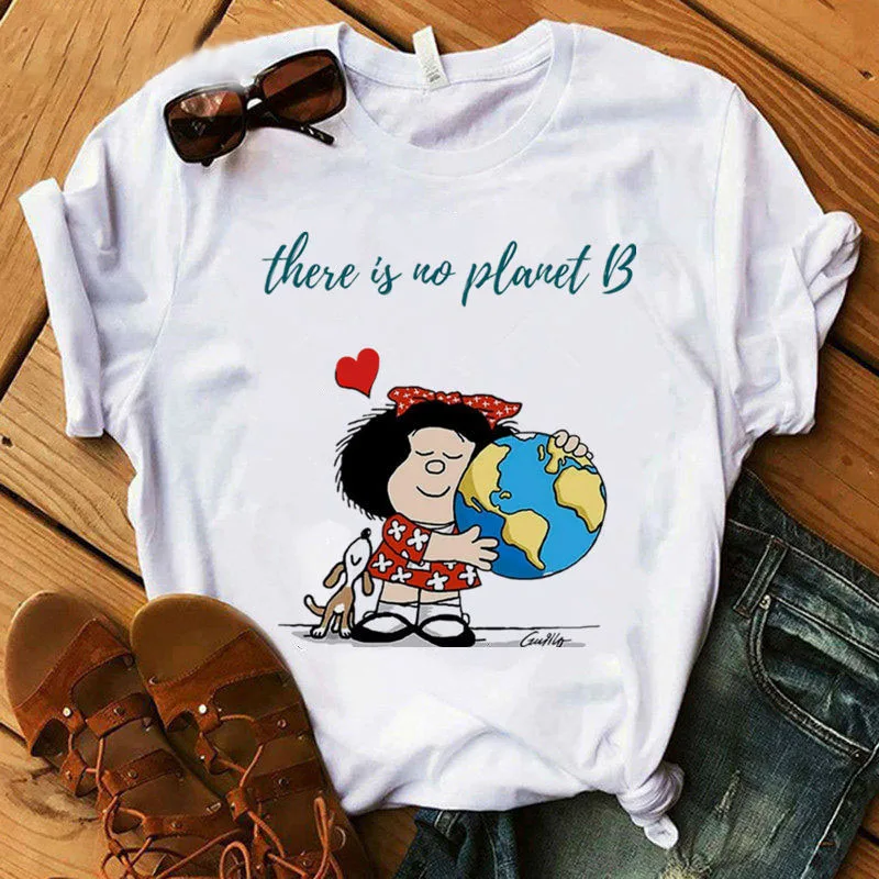 Female T-shirt cartoon PAZ Mafalda or QUIERO Cafe printed female graphic T-shirt Harajuku funny T-shirt female tops Tee funny t shirts