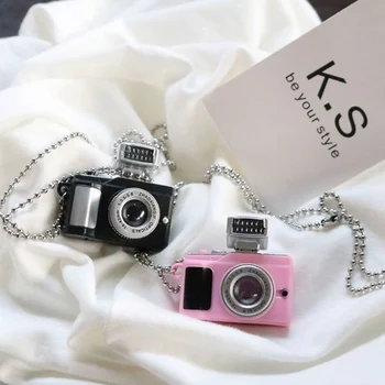 

Vintage Punk Flash Camera Necklaces Glowing Flashing Sound Pendant Necklace Retro Small Imitation Camera Choker Jewelry