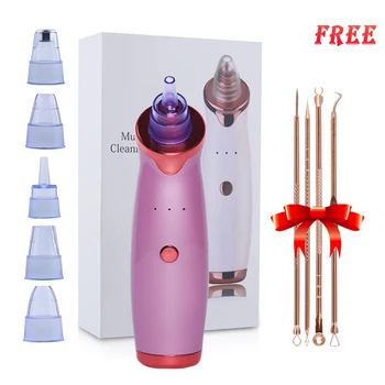

5 Replaced Heads Blackhead Remover+4Pcs Acne Needle Blackhead Extractor Face Pore Vacuum Pimple Skin Tag Nose Cleansing Tools