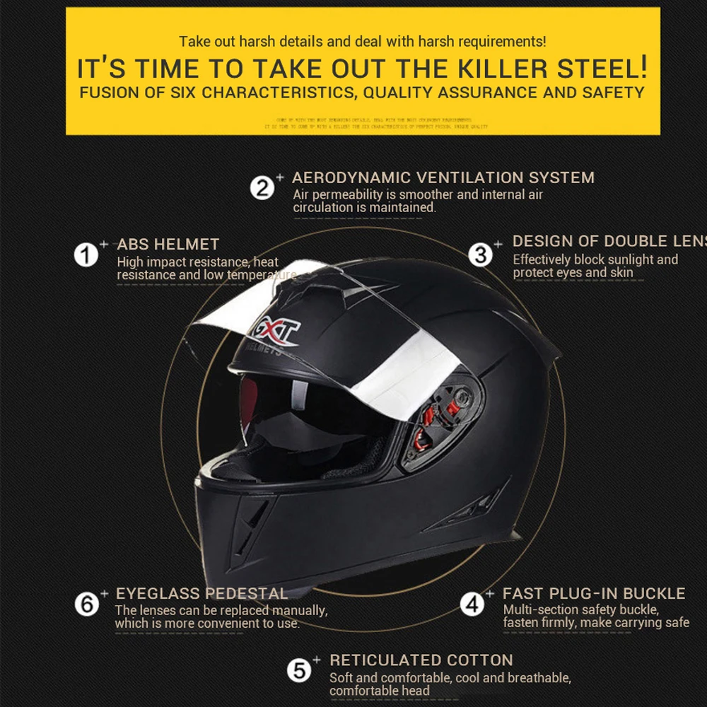 GXT мотоциклетный шлем с полным лицевым покрытием Casco Moto двойной козырек гоночный