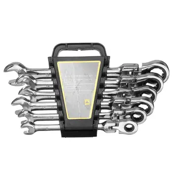 

6pcs Multiuse Steel Wrenches 72 Teeth Ratchet Wrench Set Dual Use Spanners Tools