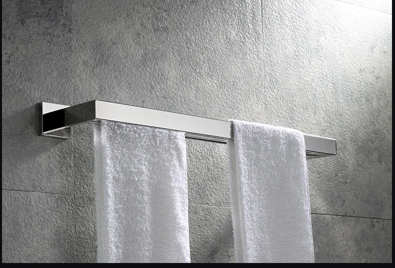 Держатель для двух полотенец для ванной комнаты настенный держатель для полотенец из нержавеющей стали блестящий серебряный кулон для ванной из Бразилии