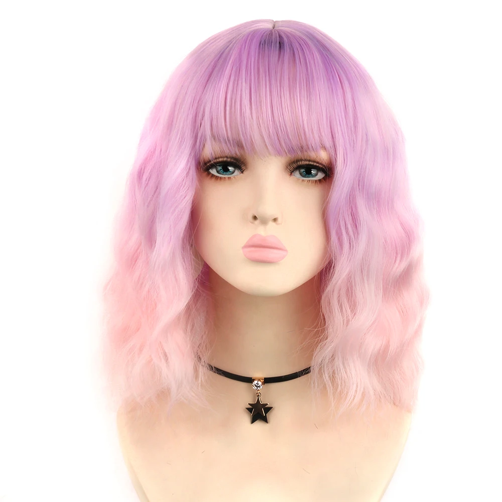 

AIYEE Synthetic Hair Wigs with Bangs Short Wavy BOB Wigs for Black Women Heat Resistant Christmas Cosplay Wig Synthetic Wig