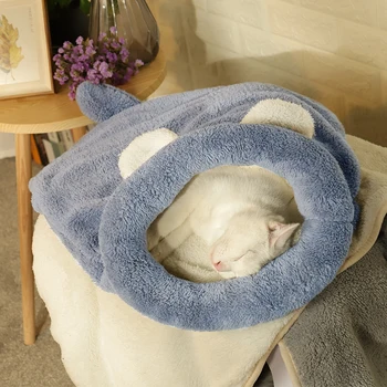 

Upgrade Cat Sleeping Bag Self-Warming Kitty Sack Cat Kittern Bed Puppy Small Dog Bumper Bed Ultra Soft Magic Sleeping Bag Gray