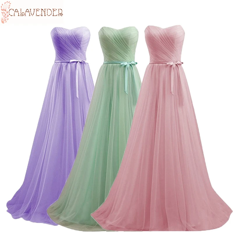 

Tulle Cheap Bridesmaid Dresses A-Line Sweetheart Sash Bodice vestidos de dama de honor with Lace Up Back Wedding Party Dress