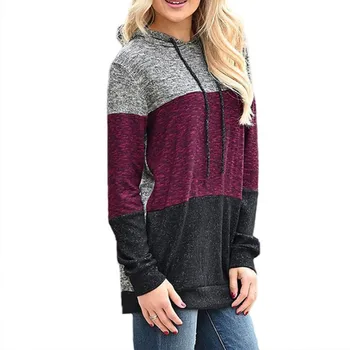 

Fashion Patchwork Hoodies Women Sweatshirts Loose Casual Long Sleeve Hoodies Ladies Hooded Pullover Streetwear Women Clothing