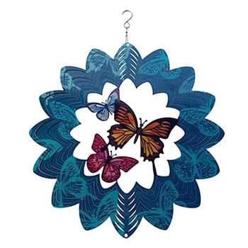 

12Inch Metal Wind Spinner Outdoor Garden Decoration,Butterfly Catcher Windmills for Patio and Lawn Ornaments Art