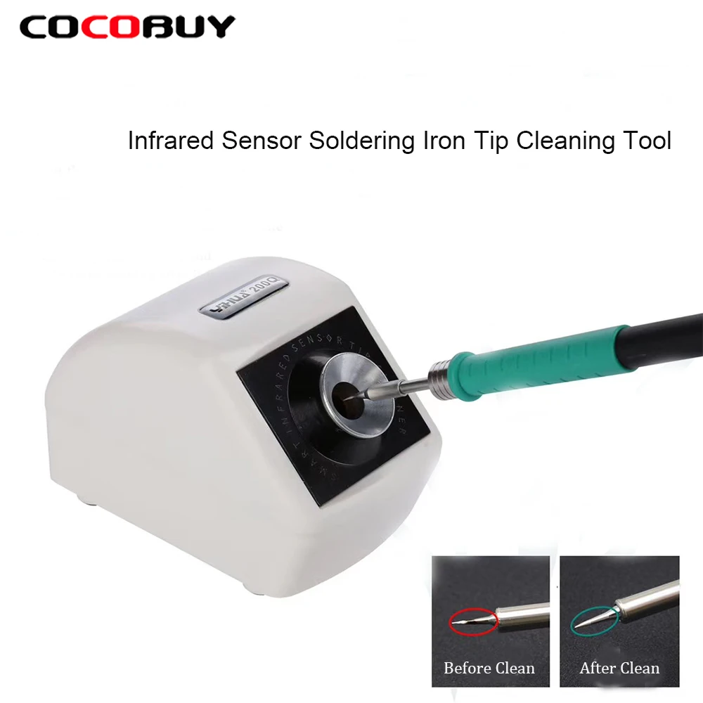 US $38.97 Yihua 200q Infrared Induction Intelligent Soldering Iron Nozzel Cleaner For Soldering Tip Cleaning Tool