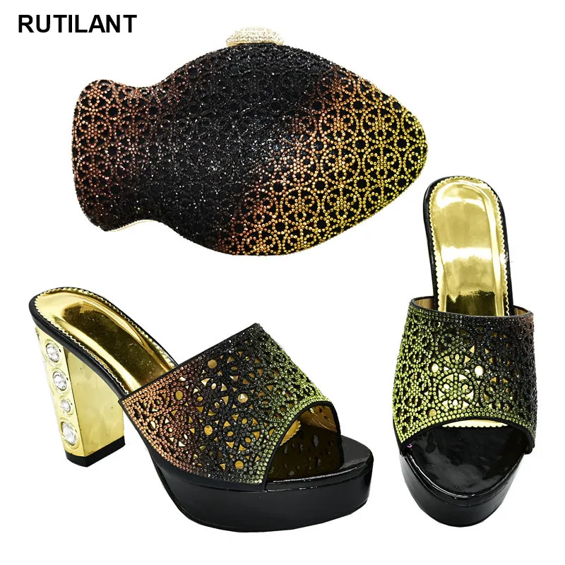 

Italian Sexy Shoes and Bags To Match In Heels Italian Ladies Shoes and Bag Set Decoratred with Rhinestone Shoes for Summer Women
