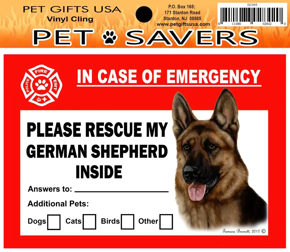 Для в случае аварийной ситуации домашнего окна Pet Savers спасательный цепляющийся стикер, немецкая овчарка