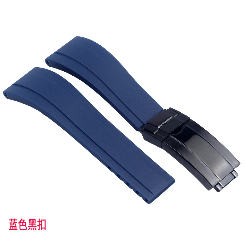blue Black clasp 20 мм 21 мм сильная гибкость резиновый силиконовый ремешок для часов Ремешки для ролевых cosmographer Daytona GMT Submariner Ремешки для наручных часов браслеты - Цвет ремешка: blue Black clasp