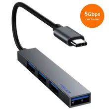 Тип C концентратор 4 порта USB-C USB 3,0 концентратор разветвитель конвертер OTG адаптер кабель для Macbook Pro Mac PC Аксессуары для ноутбуков