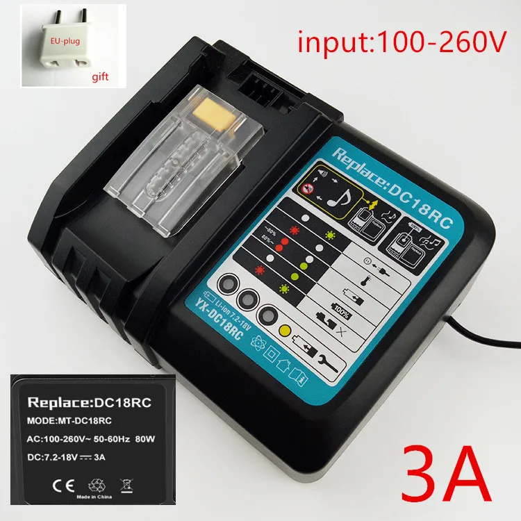 MAKITA DC18RCT DC18RC 7,2 V-18 V литий-ионный/металл-гидридных или никель 14,4 V 18V BL1830 Bl1430 BL1840 BL1830B BL1850 BL1860 DC18RC DC18RA